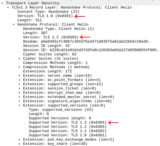 TLS Version in Wireshark