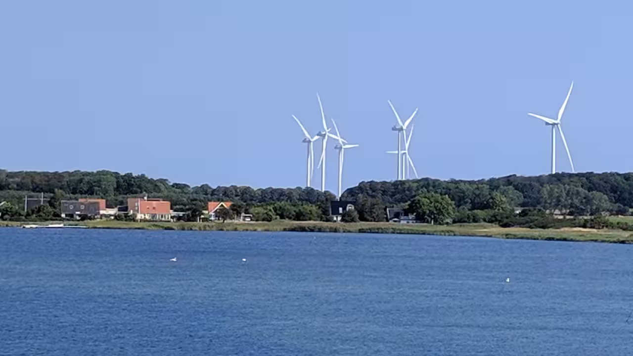 Wind turbines and houses in Denmark