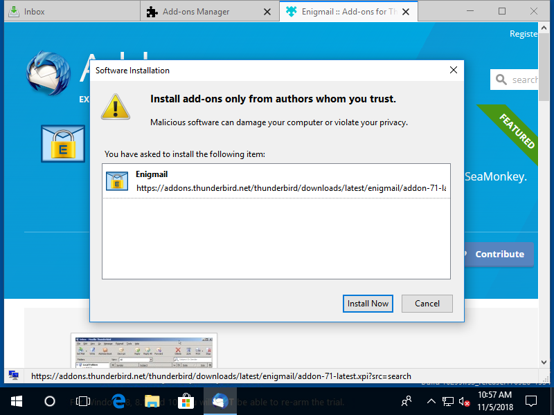 Enigmail installation
