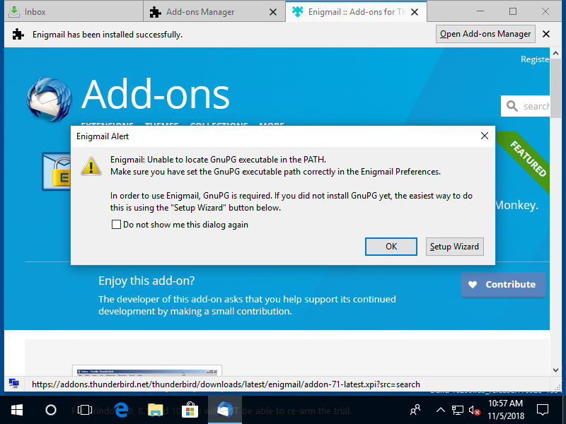 Enigmail installation