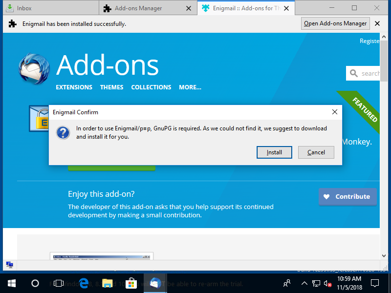 Enigmail installation
