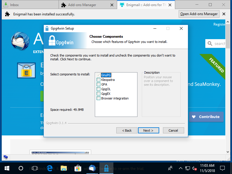 Enigmail installation