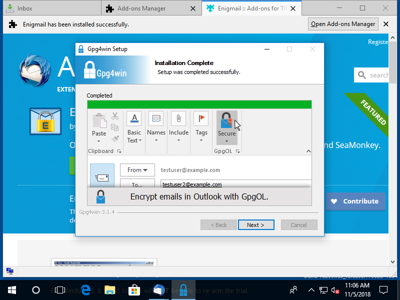 Enigmail installation