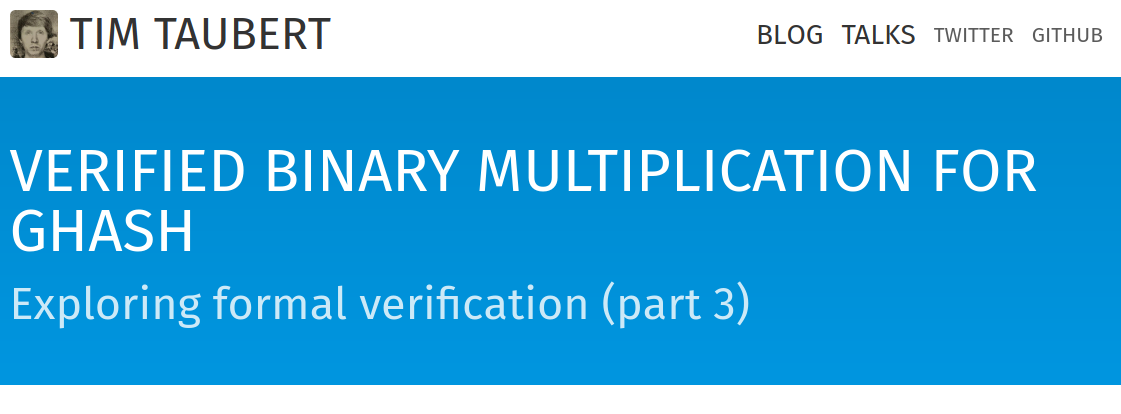 Verified binary multiplication for GHASH