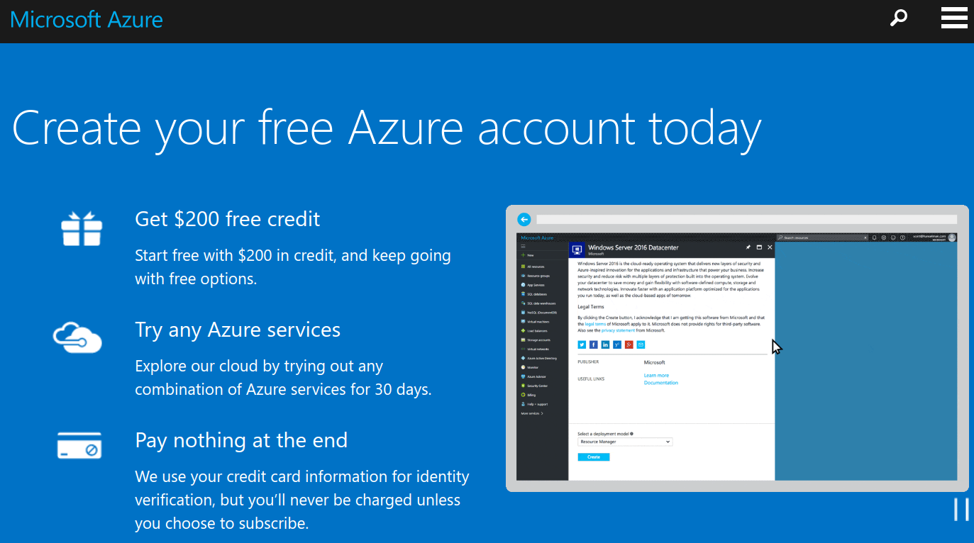 Azure free account