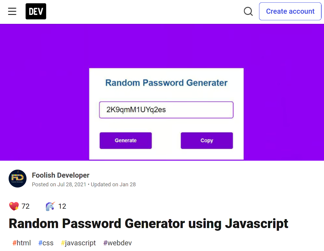 Screenshot blogpost dev.to